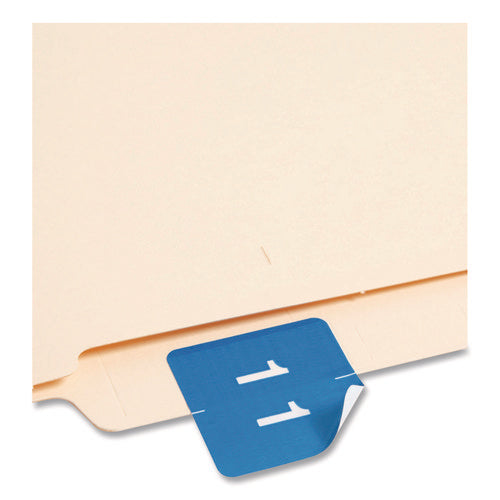 Numerical End Tab File Folder Labels, 1, 1.5 X 1.5, Light Blue, 250/roll