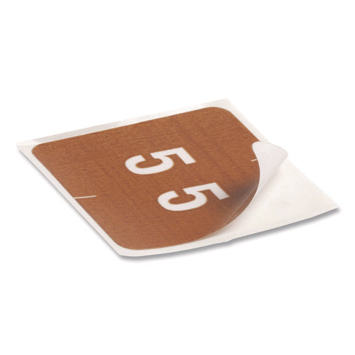 Numerical End Tab File Folder Labels, 5, 1.5 X 1.5, Brown, 250/roll