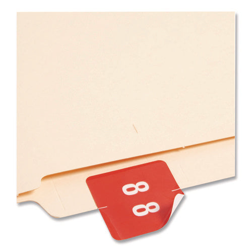 Numerical End Tab File Folder Labels, 8, 1.5 X 1.5, Red, 250/roll