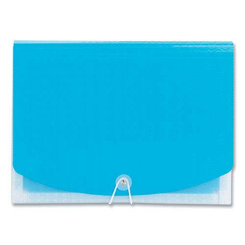 Poly Expanding Folders, 12 Sections, Cord/hook Closure, 1/6-cut Tabs, Letter Size, Teal/clear