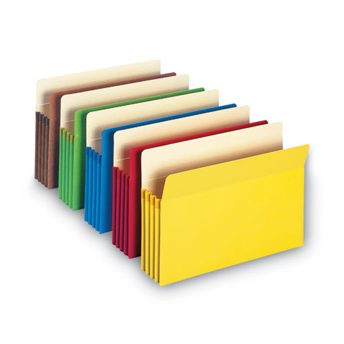 Colored File Pockets, 3.5" Expansion, Legal Size, Assorted Colors, 5/pack