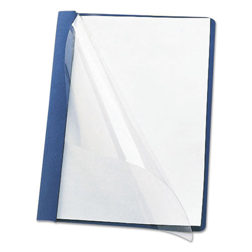 Clear Front Report Cover, Double-prong Fastener, 0.5" Capacity, 8.5 X 11, Clear/blue, 25/box