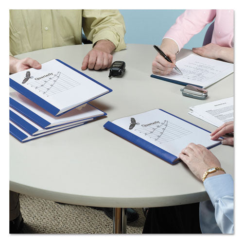 Clear Front Report Cover, Double-prong Fastener, 0.5" Capacity, 8.5 X 11, Clear/blue, 25/box