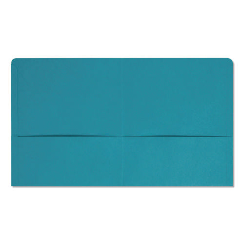 Two-pocket Folder, Textured Paper, 100-sheet Capacity, 11 X 8.5, Teal, 25/box