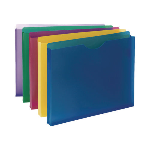 Moisture-resistant File Pockets, 1" Expansion, Letter Size, Assorted Colors, 10/pack