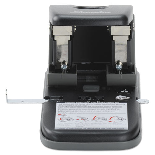 100-sheet High Capacity Two-hole Punch, Fixed Centers, 9/32" Holes, Black/gray