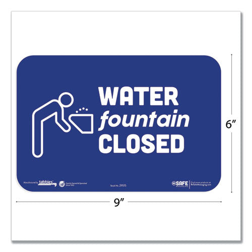 Besafe Messaging Education Wall Signs, 9 X 6, "water Fountain Closed", 3/pack