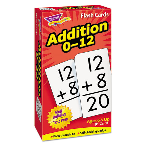 Skill Drill Flash Cards, Addition 0 To 12, Grades 1 To 5, 3" X 6", Black And White, 91/pack