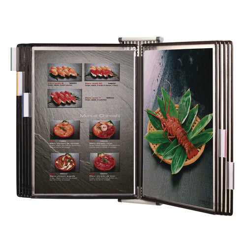 Wall Unit Reference Starter Set With Antimicrobial Display Pockets, 10 Panels With Black Borders, White Base