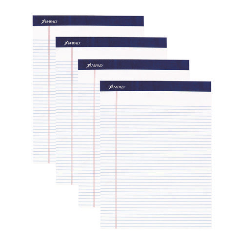 Legal Ruled Pads, Narrow Rule, 50 White 8.5 X 11.75 Sheets, 4/pack