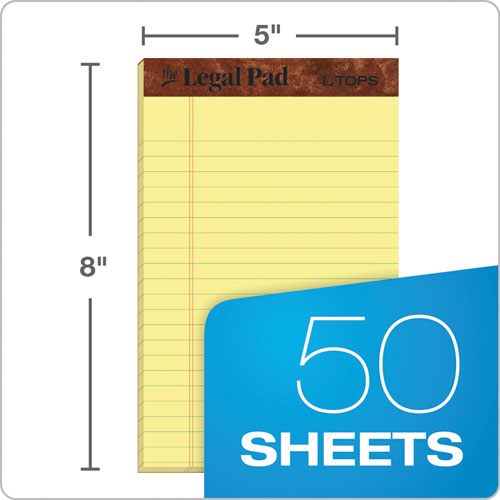"the Legal Pad" Ruled Perforated Pads, Narrow Rule, (50) Canary-yellow 5 X 8 Sheets, Dozen