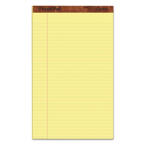 The Legal Pad Plus Ruled Perforated Pads, 40 Pt. Back, Wide/legal Rule, 50 Canary-yellow 8.5 X 14 Sheets, Dozen