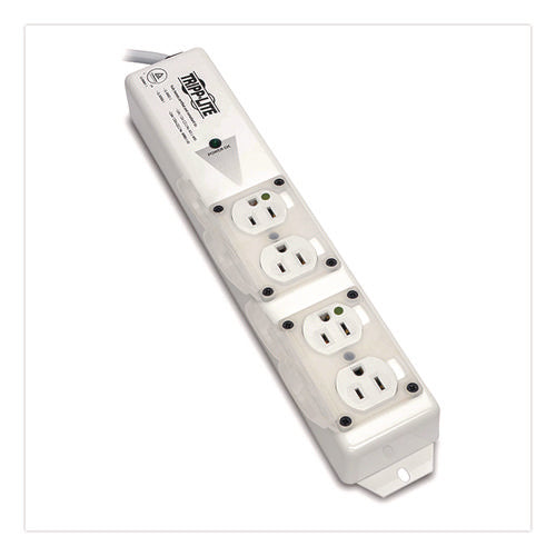 Medical-grade Surge Protector With Antimicrobial Protection For Patient-care Vicinity, 4 Outlets, 15 Ft Cord, 1,410 J, White