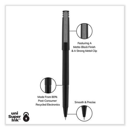 Rollerball Pen, Stick, Extra-fine 0.5 Mm, Black Ink, Black Barrel, 72/pack