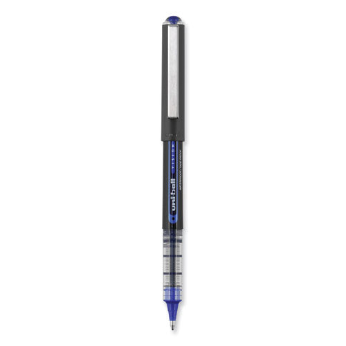 Vision Rollerball Pen, Stick, Bold 1 Mm, Blue Ink, Black/blue/clear Barrel, Dozen