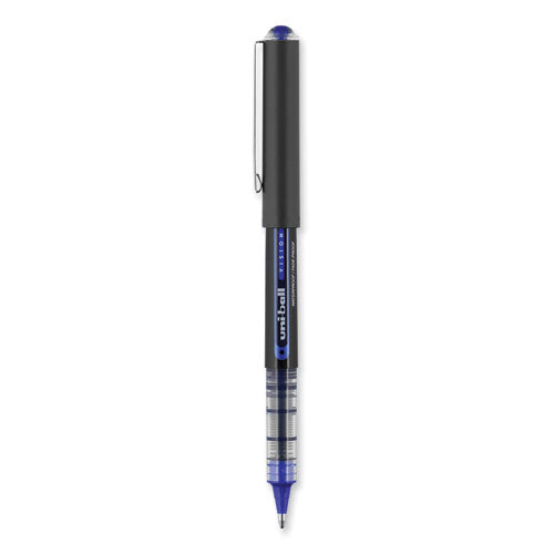 Vision Rollerball Pen, Stick, Bold 1 Mm, Blue Ink, Black/blue/clear Barrel, Dozen