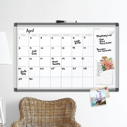 Pinit Magnetic Dry Erase Calendar, Monthly Planning/scheduling, 36 X 36 (actual Size: 35 X 35), White Surface, Aluminum Frame