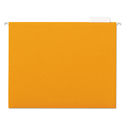 Deluxe Bright Color Hanging File Folders, Letter Size, 1/5-cut Tabs, Orange, 25/box