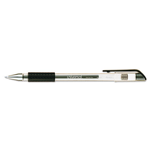 Comfort Grip Gel Pen, Stick, Medium 0.7 Mm, Black Ink, Clear/black Barrel, Dozen
