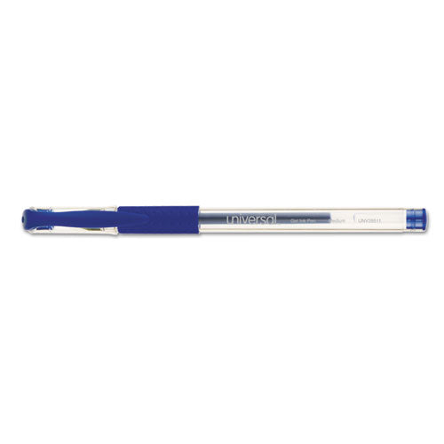 Comfort Grip Gel Pen, Stick, Medium 0.7 Mm, Blue Ink, Clear/blue Barrel, Dozen