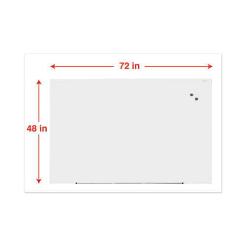 Frameless Magnetic Glass Marker Board, 72" X 48", White Surface