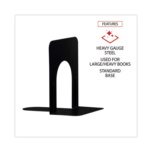 Economy Bookends, 4.75 X 5.25 X 5, Heavy Gauge Steel, Black, Pair