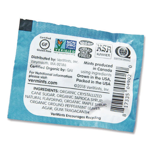 Vermints Organic Mints/pastilles, Peppermint, 2 Mints/0.7 Oz Individually Wrapped, 100/box