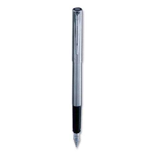 Allure Fountain Pen, Fine Point , Blue Ink, Silver/black Barrel