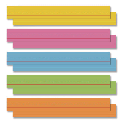 Five-color Ruled Sentence Strips, 24" X 3", Assorted Colors, 100/pack