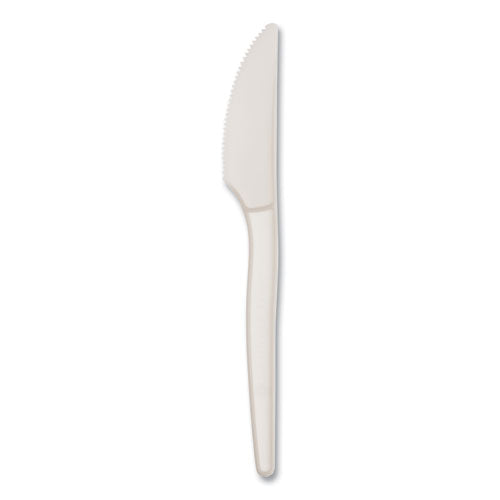 Ecosense Renewable Plant Starch Cutlery, Knife, Plastic, Cream, 50/pack, 20 Packs/carton