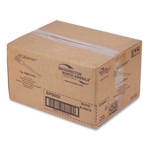 Ecosense Renewable Plant Starch Cutlery, Fork, Plastic, Cream, 50/pack, 20 Packs/carton