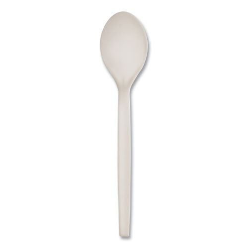 Ecosense Renewable Plant Starch Cutlery, Spoon, Plastic, Cream, 50/pack, 20 Packs/carton