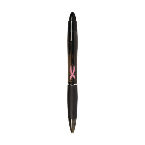 Z-grip Max Breast Cancer Awareness Ballpoint Pen, Retractable, Bold 1.2 Mm, Black Ink, Silver/black Barrel, 24/pack