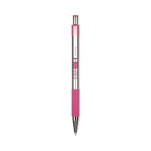 F-301 Breast Cancer Awareness Ballpoint Pen, Retractable, Fine 0.7 Mm, Black Ink, Stainless Steel/pink Barrel