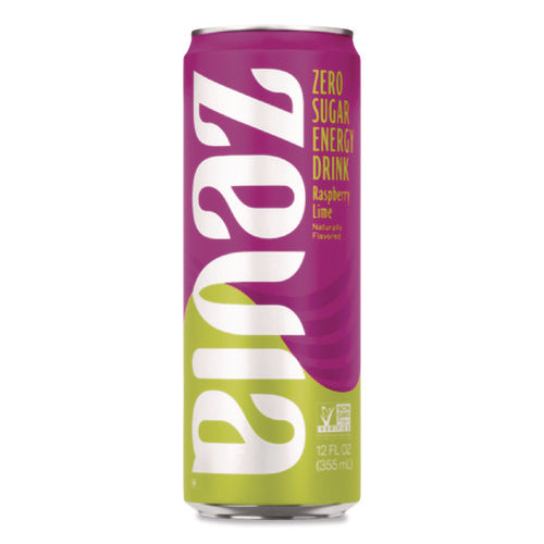 Zero Sugar Naturally Sweetened Energy Drink, Raspberry Lime, 12 Oz Can, 12/carton