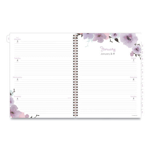 Mina Weekly/monthly Planner, Floral Artwork, 11 X 8.5, White/violet/peach Cover, 12-month (jan To Dec): 2026