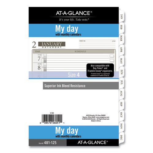 1-page-per-day Planner Refills, 8.5 X 5.5, White Sheets, 12-month (jan To Dec): 2026