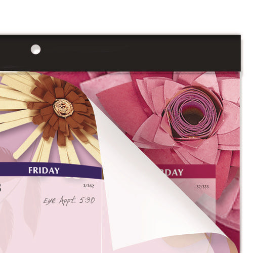 Paper Flowers Desk Pad, Floral Artwork, 22 X 17, Black Binding, Clear Corners, 12-month (jan To Dec): 2026