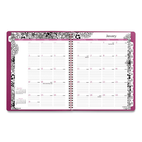 Floradoodle Weekly/monthly Professional Planner, Floral Artwork, 11 X 8.5, Black/white Cover, 12-month (jan-dec): 2026