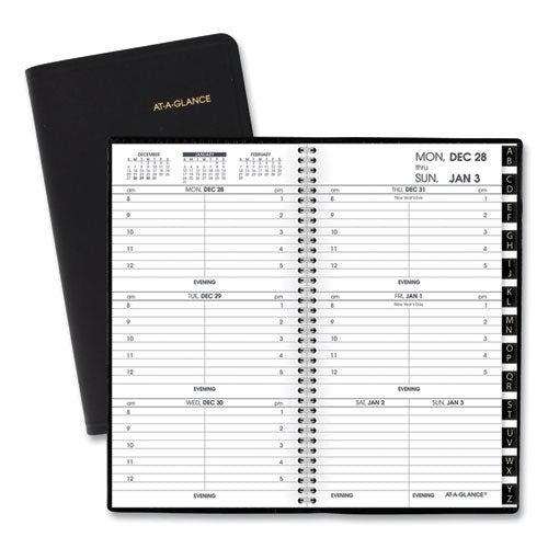 Compact Weekly Appointment Book, 6.25 X 3.25, Black Cover, 12-month (jan To Dec): 2026