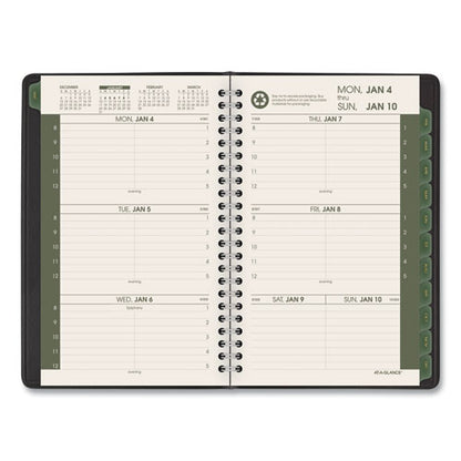 Recycled Weekly Block Format Appointment Book, 8.5 X 5.5, Black Cover, 12-month (jan To Dec): 2026