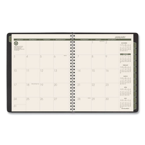 Recycled Monthly Planner With Perforated Memo Section, 8.75 X 7, Black Cover, 12-month (jan To Dec): 2026