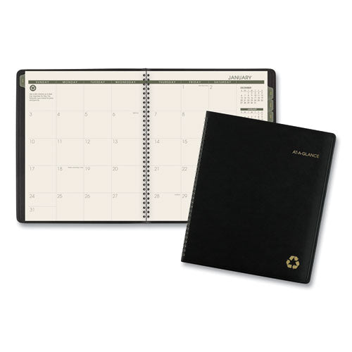 Recycled Monthly Planner, 11 X 9, Black Cover, 13-month: Jan 2026 To Jan 2027