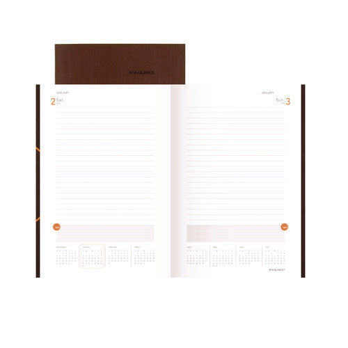 One-day-per-page Planning Notebook, 9 X 6, Dark Brown/orange Cover, 12-month (jan To Dec): 2026