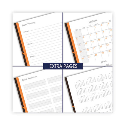 One-day-per-page Planning Notebook, 9 X 6, Dark Brown/orange Cover, 12-month (jan To Dec): 2026