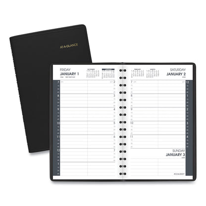 Daily Appointment Book With 15-minute Appointments, One Day/page: Mon To Sun, 8 X 5, Black Cover, 12-month (jan To Dec): 2026