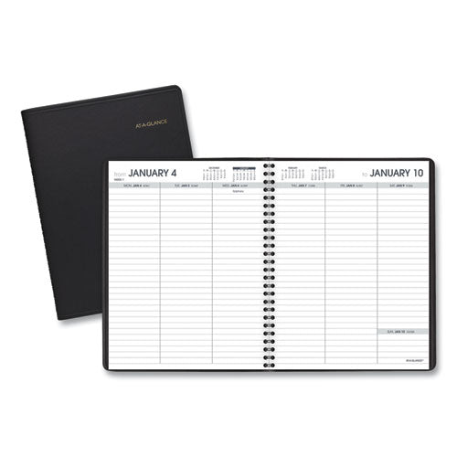 Weekly Planner Ruled For Open Scheduling, 8.75 X 6.75, Black Cover, 12-month (jan To Dec): 2026