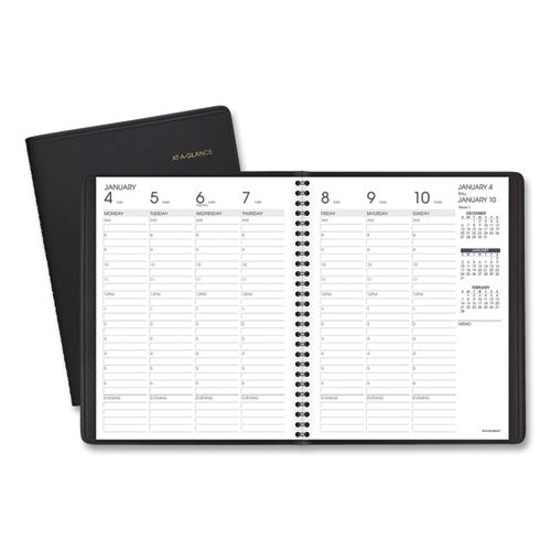 Weekly Vertical-column Appointment Book Ruled For Hourly Appointments, 8.75 X 7, Black Cover, 13-month: Jan 2026 To Jan 2027