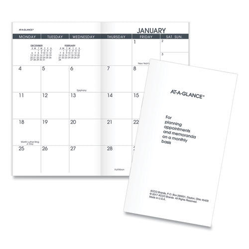 Pocket Size Monthly Planner Refill, 6 X 3.5, White Sheets, 12-month (jan To Dec): 2026