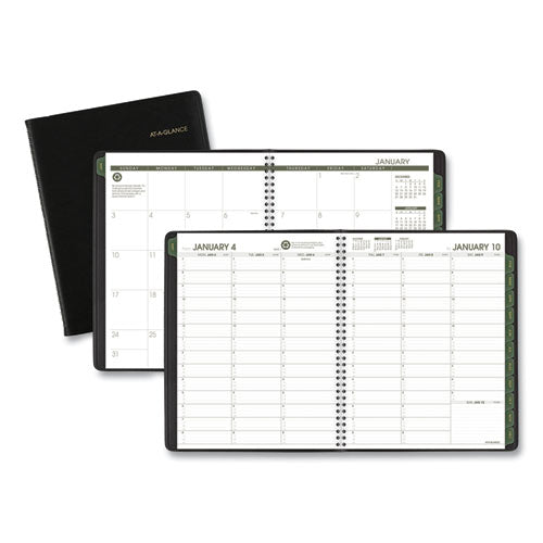 Recycled Weekly Vertical-column Format Appointment Book, 11 X 8.25, Black Cover, 12-month (jan To Dec): 2026